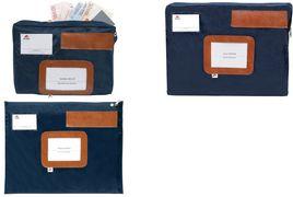 Actual product image Alba Bench bag "POCSOU B" with stretch pleat, made of nylon, blue zip, sender window, dimensions: (W)420 (1 x)