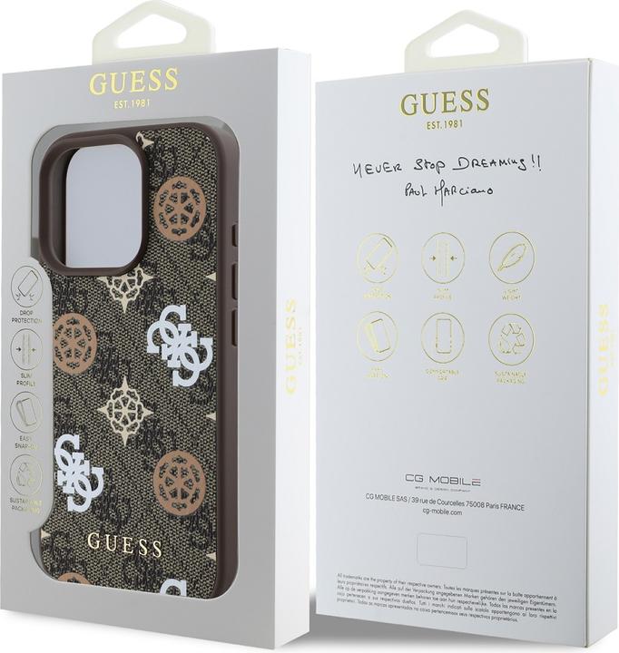 Image du produit Guess GUHMP16XP4PWPW iPhone 16 Pro Max brązowy/brown MagSafe PU Peony On 4G Background (Apple iPhone 16 Pro Max)