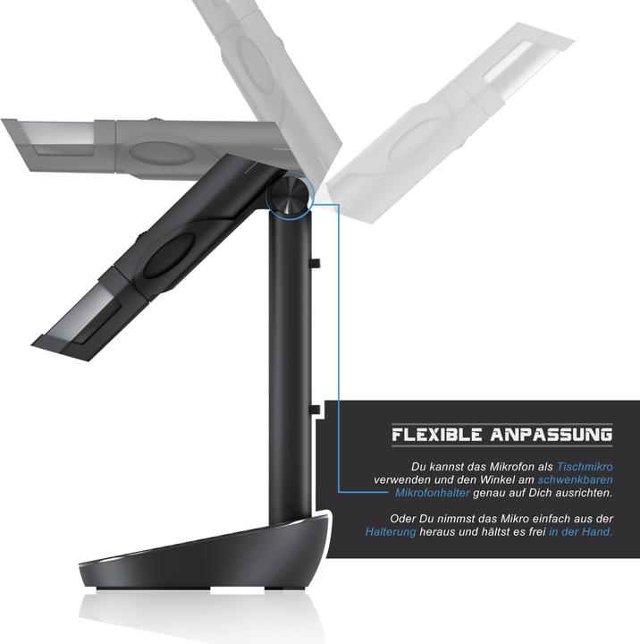 Produktbild CSL Streaming Mikrofon, USB Desktop Mikro mit Windschutz RMP 800 Tischmikrofon / Standmikrofon