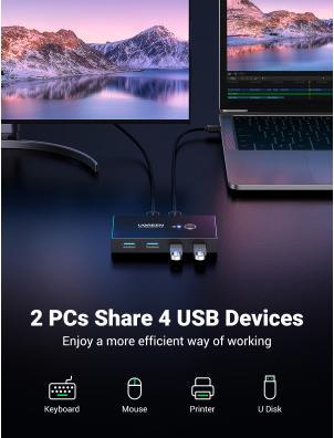 Produktbild Ugreen 2 In 4 Out Sharing Switch Box