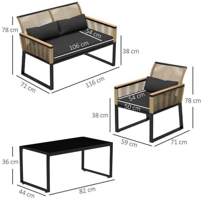 Produktbild Swisshandel24 Polyrattan Gartenmöbel Set 4 Personen, Schwarz