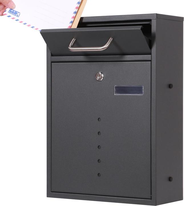 Actual product image Wiltec Wall Mounted Letter Box V51 Anthracite Lockable Box Post Mailbox with Windows