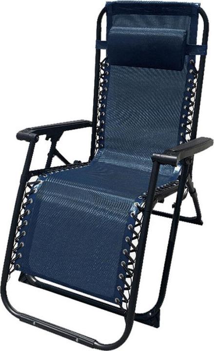 Produktbild Marbueno Klappbarer Stahl Liegestuhl mit Kissen Garten und Pool 90X66X108 cm Schwerkraft Null Dunkel