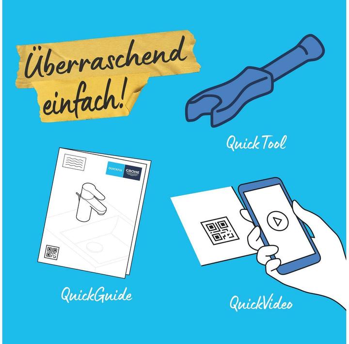 Produktbild Grohe Start QuickFix Lavaboarmatur, S-Size, Push-Open, energiesparend, mattschwarz