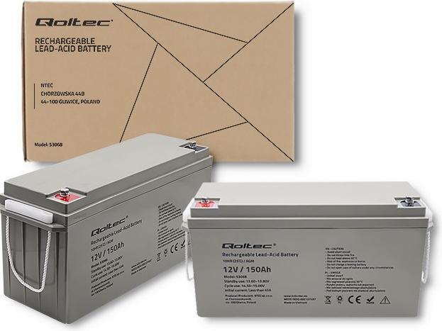 Produktbild Qoltec AGM-Batterie | 12V | 150Ah | max. 2250A (12 V, 150 Ah)