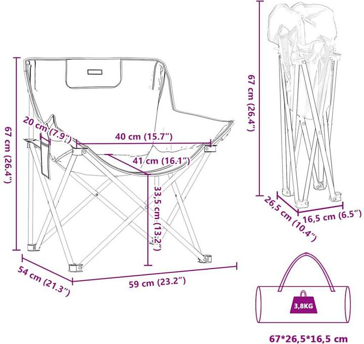 Image du produit VidaXL Chaises de camping 2 pcs. avec sac Pliable