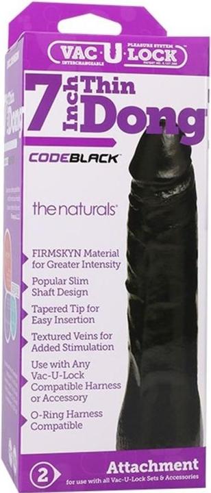 Actual product image Doc Johnson CodeBlack - The Naturals - 7" Thin Dong