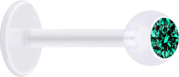 Star Piercing Micro Labret transparent mit Kugel und Kristall türkis (ohne Messing, Bioflex)