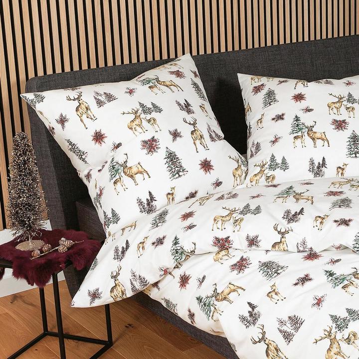 Image du produit Janine Drap de lit en lin fin Davos 65150 naturel rouge vert (Set de linge de lit, 135x200 cm + 80x80 cm)