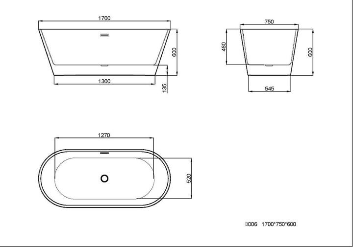 Image du produit Jet-Line Baignoire LAUSANNE blanc 170x80 cm (170 cm, 80 cm)