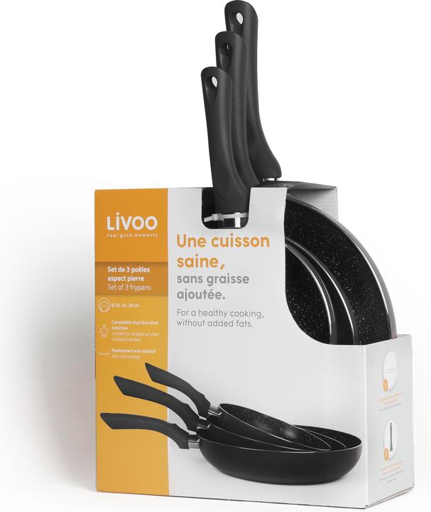 Immagine prodotto Livoo Set 3 padelle (20 cm, Set di pentole e padelle da cucina, Alluminio)