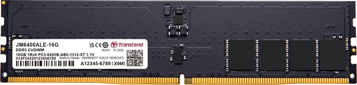Immagine prodotto Transcend DDR5 16GB PC 6400 CL52 JM6400ALE-16G, CUDIMM (1 x 16GB, 6400 MHz, RAM DDR5, DIMM)