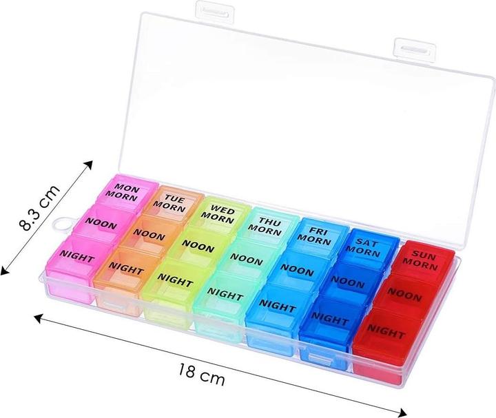 Produktbild Cbx Tablettenbox 7 Tage, Pillendose für eine Woche, Tablettenorganizer mit 21 Fächern