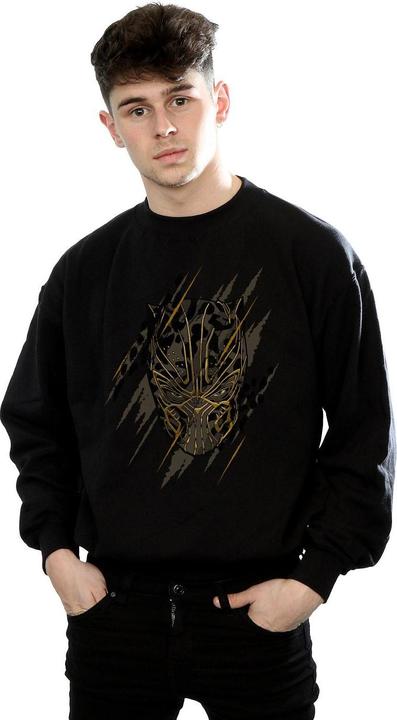 Actual product image Mens Black Panther Gold Head Cotton Sweatshirt (M)