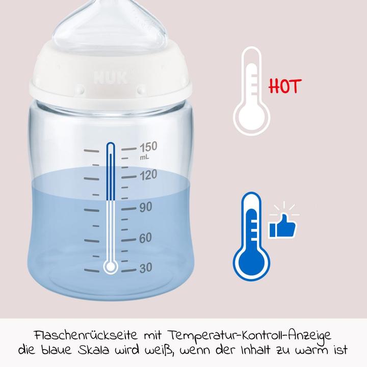 Produktbild NUK Disney Winnie Puuh First Choice Trinklernflasche Temperature Control, 150ml, 6-18 Monate, ros... (150 ml)