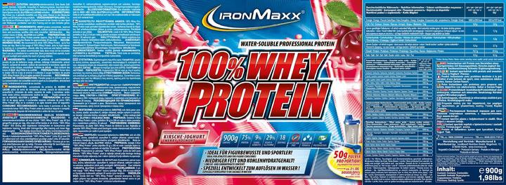 Produktbild IronMaxx 100% Whey Protein (Joghurt, Kirsche, 1 Stk., 900 g)