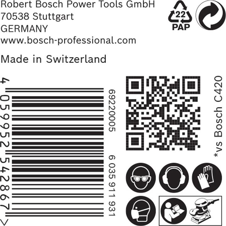 Immagine prodotto Bosch Professional Zubehör EXPERT C470 Carta vetrata a 14 fori per levigatrici orbitali, 115 x 230 mm, G 240, 50 pezzi. (240)