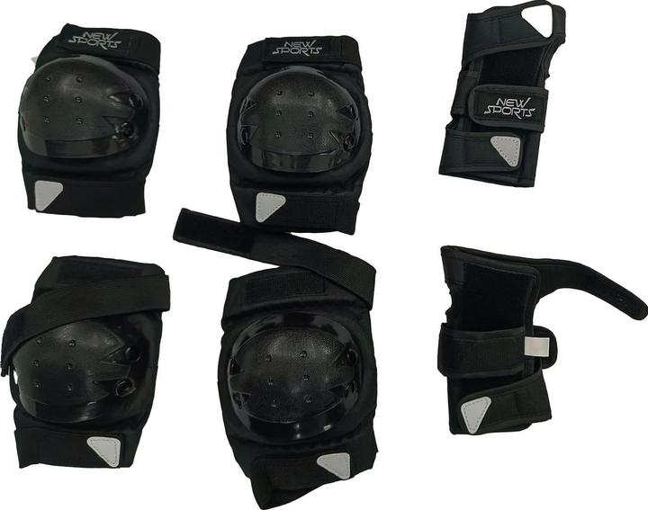 Actual product image New Sports Protector set black, size XS up to 25 kg (XS, Wrist protectors, Elbow protectors, Knee pad, 6 pieces)