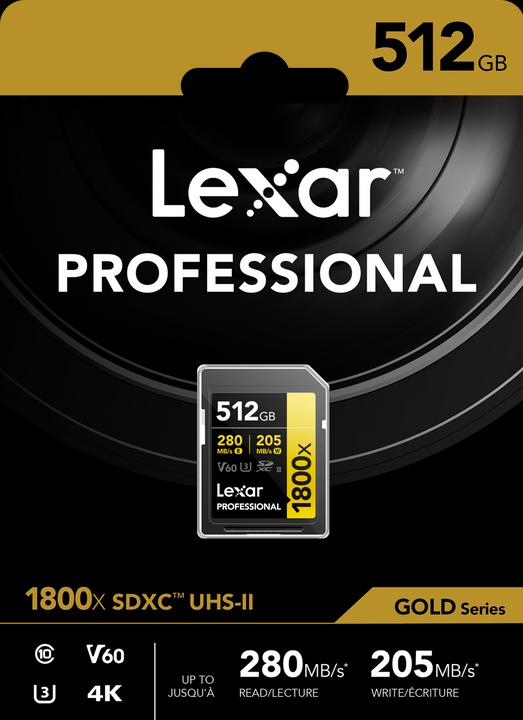 Actual product image Lexar Professional (512 GB, SDXC, U3, UHS-II)