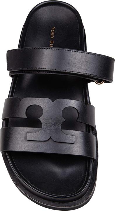 Actual product image Tory Burch slide ines sport double t in leather color black (38)