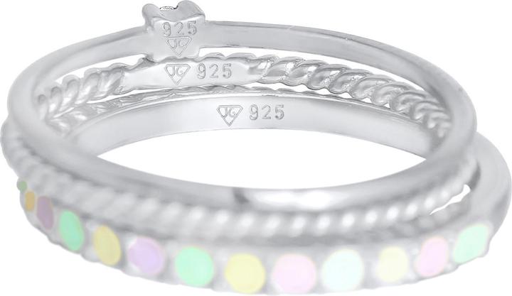 Image du produit Elli Bague multi-couleur émail cristal 3pcs 925 argent (54, Argent 925)