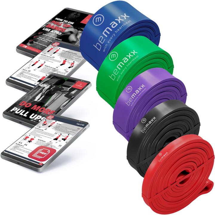 Actual product image BeMaxx Fitness Pull-Up Band Set of 5, (Red, Black, Purple, Green, Blue)