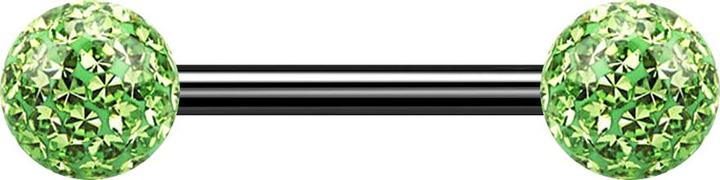 Immagine prodotto Star Piercing Barbell nero con due sfere di cristallo verde chiaro Strato protettivo epossidico (senza ottone, Titanio G23)