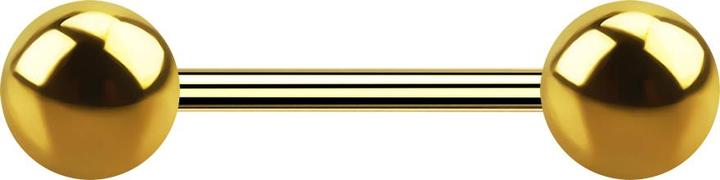 Star Piercing Micro Barbell vergoldet mit zwei Kugeln (ohne Messing, Chirurgenstahl 316L)