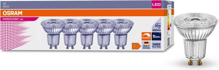 Produktbild Osram 5er Pack LED Spot (GU10, 4.50 W, 350 lm, 5 x, F)