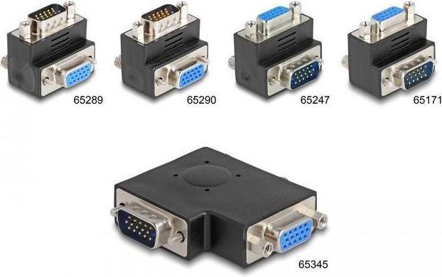 Produktbild Delock Adapter VGA Stecker auf VGA Buchse 90ø (VGA, 7 cm)