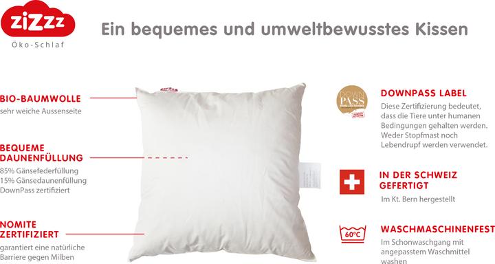 Immagine prodotto Zizzz Cuscino in piuma d'oca Premium (60 x 90 cm)