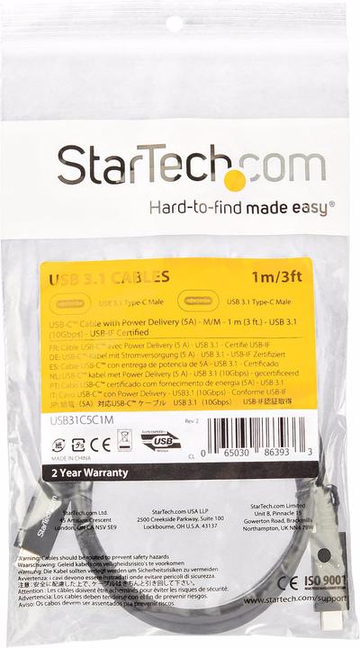 Produktbild StarTech USB C—Usb C (1 m, USB 3.2 Gen 2)