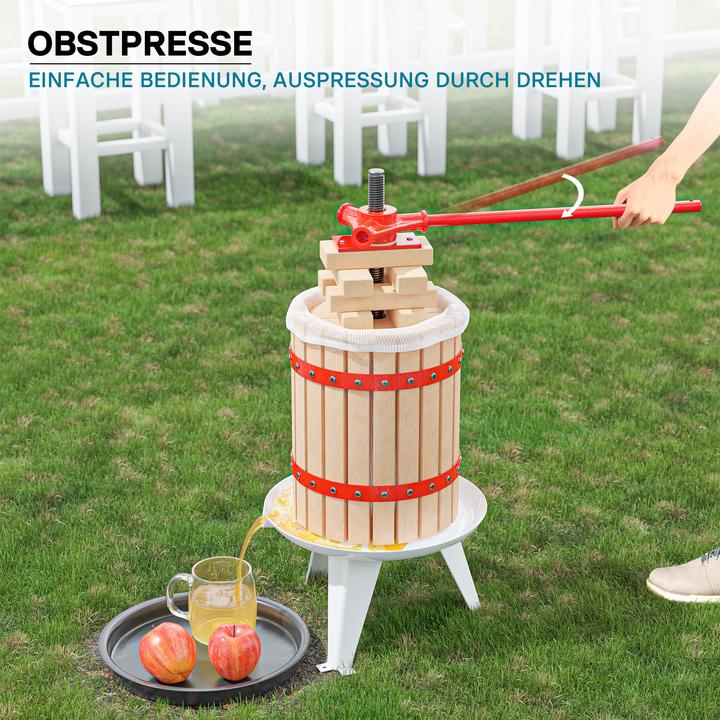 Produktbild Wiltec Obstpresse 6L mit 3x Presstuch Maischepresse Weinpresse Saftpresse