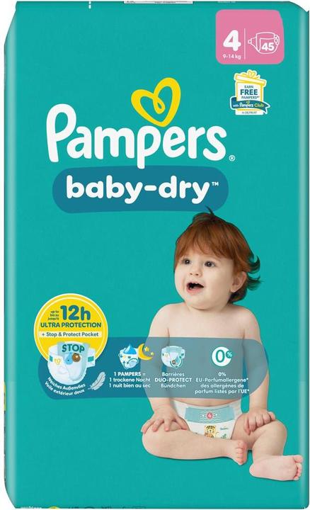 Produktbild Pampers Baby-Dry Gr4 9-14kg Maxi Sparpack (Gr. 4, 45 Stück)