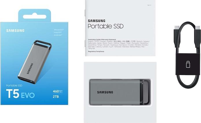 Produktbild Samsung R SSD 2TB Portable SSD T5 EVO USB3.2 Gen.2x2 BK extern Kit (2000 GB)