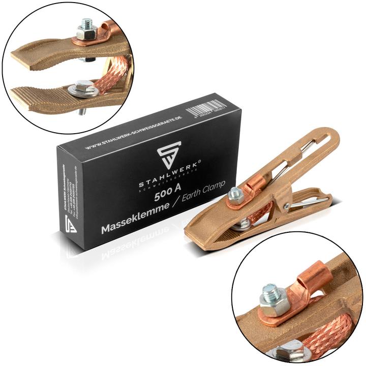 Produktbild Stahlwerk Massezange Masseklemme Erdungsklemme bis 500A Vollmessing Schweissgerät