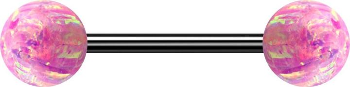 Immagine prodotto Star Piercing Micro bilanciere nero con due sfere rosa opalino (senza ottone, Acciaio chirurgico 316L)