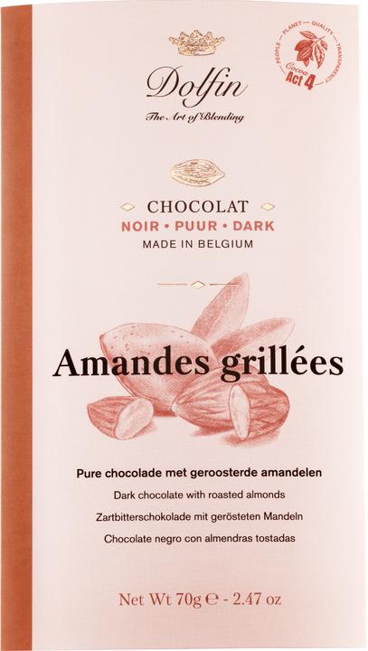 Produktbild Dolfin Dunkle Schokolade - geröstete Mandeln (87 g)