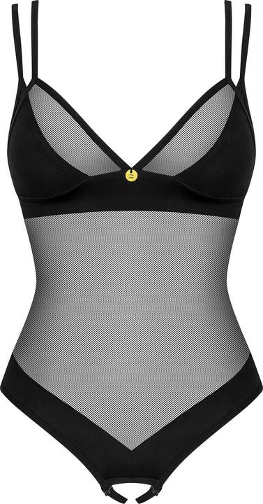 Actual product image Obsessive Nesari Crotchless Teddy - Black (S)