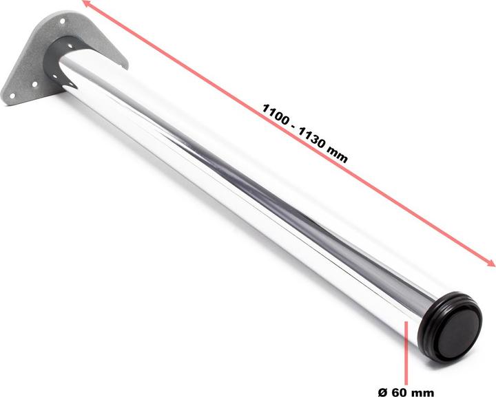 Immagine prodotto Wiltec Set di 4 gambe per tavolo in acciaio inox regolabili Ø60mm 1100mm cromo