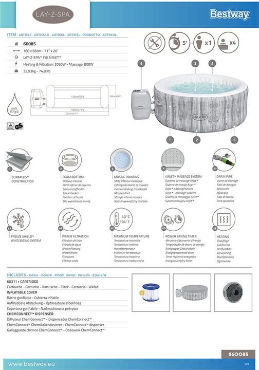 Actual product image Bestway Lay-Z-Spa® 71 x 26/1.80m x 66cm Fiji (4 pers.)