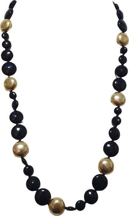 L'Officiel Collana con agate nere ed elementi placcati oro