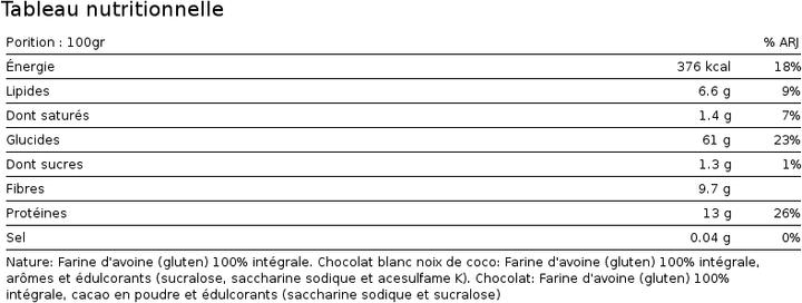 Valori nutrizionali e ingredienti Io.Genix Delizioso pasto di avena (Neutro, 1 pz., 1000 g)