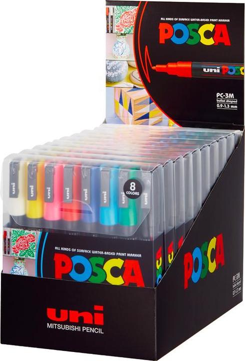 Actual product image Posca Marker PC-3M round tip (Multicoloured, 1.30 mm, 8 x)