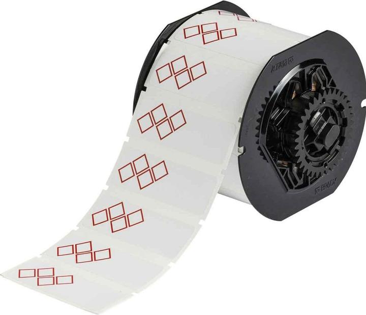 Actual product image Brady B30-18-7569-CLP4C, Vinyl, Red on white, glossy, 76.20 x 25.40 mm, Layout 4C (2 x 2 red Ra