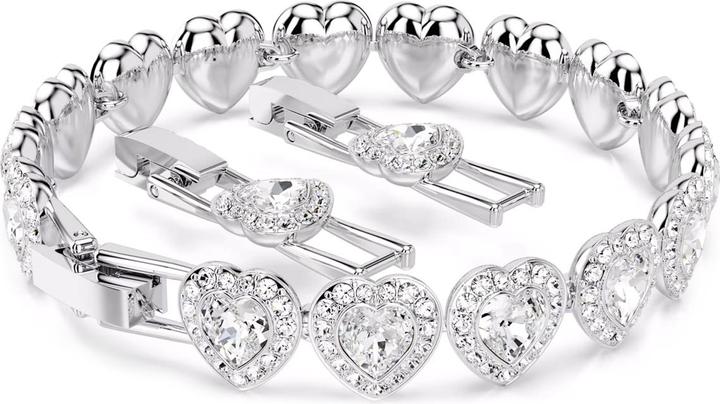 Immagine prodotto Swarovski x Ariana Grande Tennis Armband Verschiedene Schliffe Herz Weiss Rhodiniert (22 cm, Metallo Swarovski)