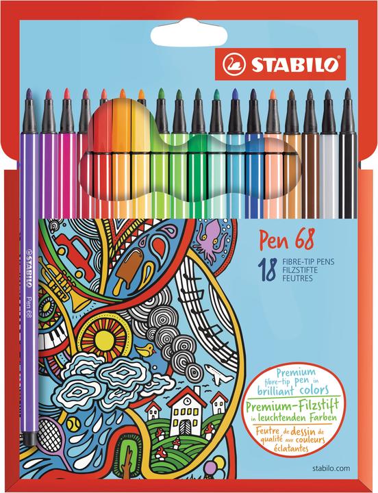 Actual product image STABILO Pen 68 Premium felt-tip pen (Multicoloured, 18 x)