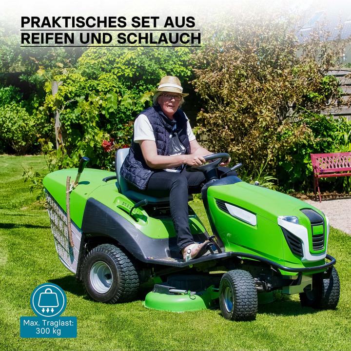Image du produit Wiltec Pneu pour tracteur à pelouse 16x6.50-8 4pr avec chambre à air et valve coudée tondeuse à gazon (Tracteur de pelouse, Accessoires pour tracteurs)