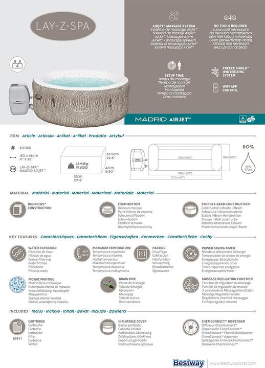 Image du produit Bestway Lay-Z-Spa Madrid (4 pers.)