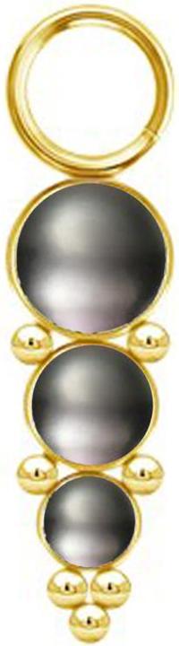 Immagine prodotto Star Piercing Anhänger vergoldet drei Perlen schwarz mit Kugeln (senza ottone, Acciaio chirurgico 316L)